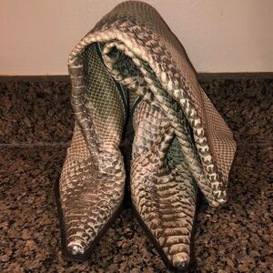 STIVALI Snakeskin Boots Knee High Pointed Toe Sz 35 US 4 -5